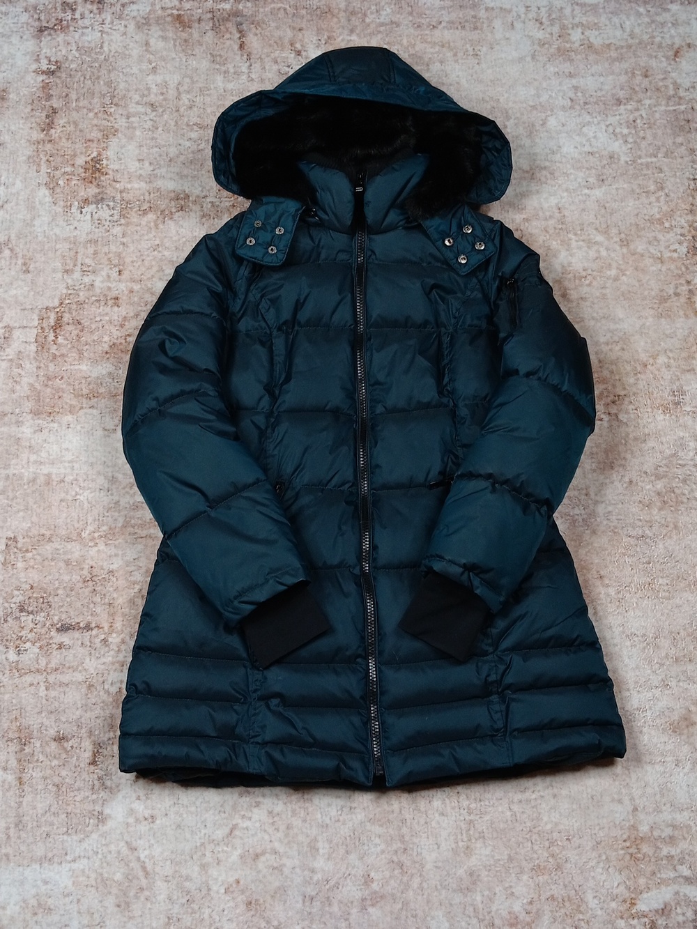 HFX Teal Quilted Parka Hooded Coat Womens Size Large